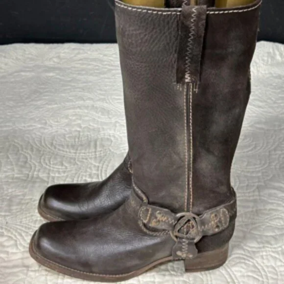Bed Stu Cobbler Series Opal Brown Leather Harness Boots - Picture 10 of 16